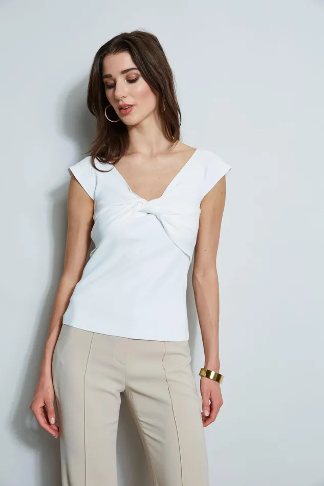 Outlet 8211 Women Tops Elie Tahari Twist Front Sweater Sky White