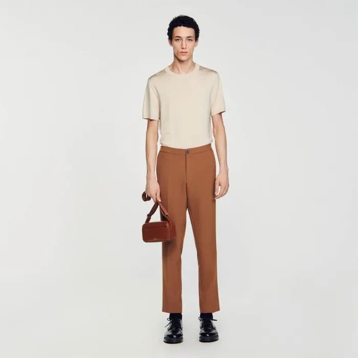 Pants and Shorts Men SANDRO Jersey Pants Caramel
