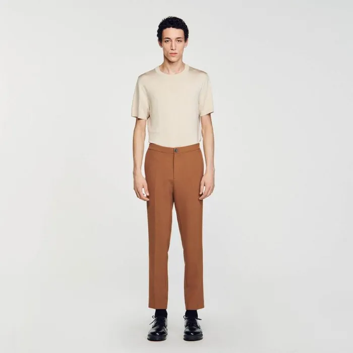 Pants and Shorts Men SANDRO Jersey Pants Caramel