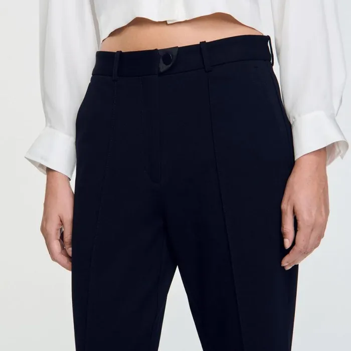 Pants and Shorts Women SANDRO Technical Material Trousers Black
