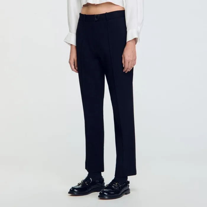 Pants and Shorts Women SANDRO Technical Material Trousers Black