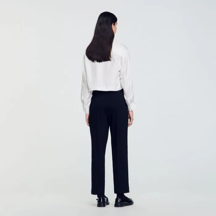 Pants and Shorts Women SANDRO Technical Material Trousers Black