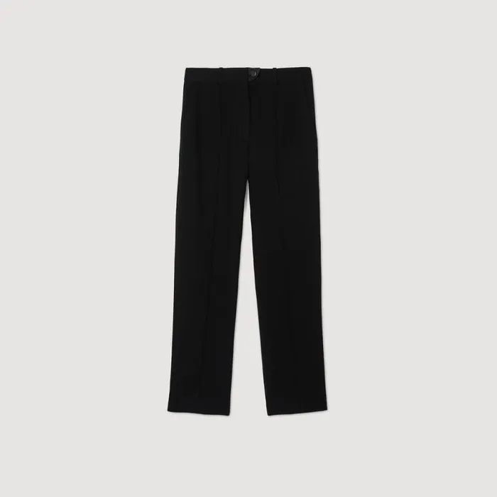Pants and Shorts Women SANDRO Technical Material Trousers Black