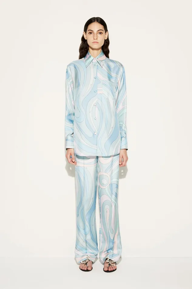 Pants And Shorts Women PUCCI MarmoPrint SilkTwill Trousers