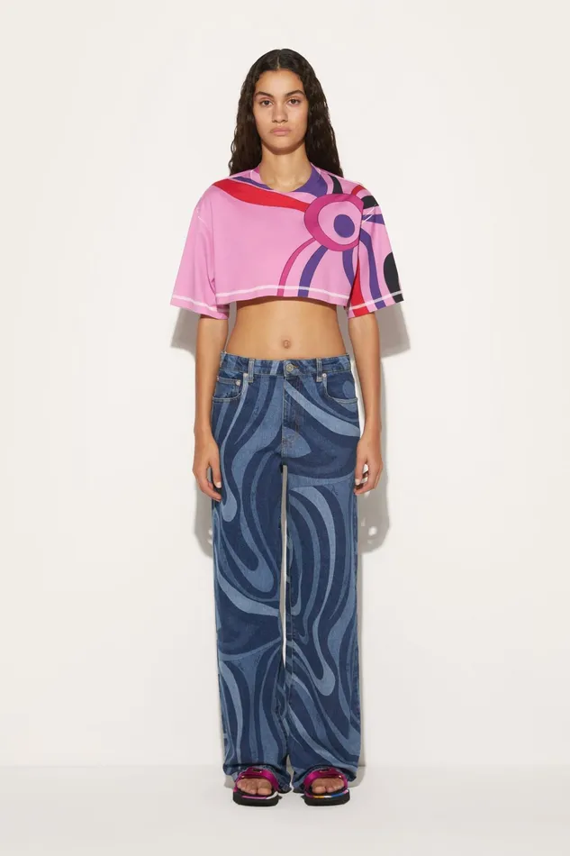 Pants And Shorts Women PUCCI MarmoPrint StraightLeg Jeans