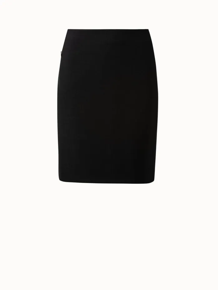 Pencil Skirt In Wool DoubleFace With Zip Pockets Black Women Akris Skirts