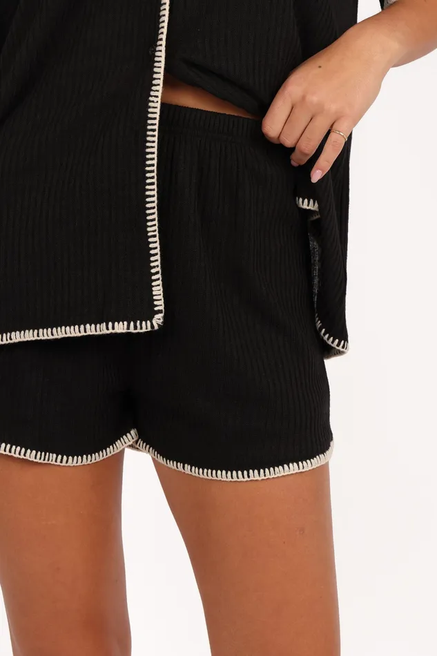 petalandpup Loungewear Women Essen Knit Shirt Set 8211 Black Cream Black Cream