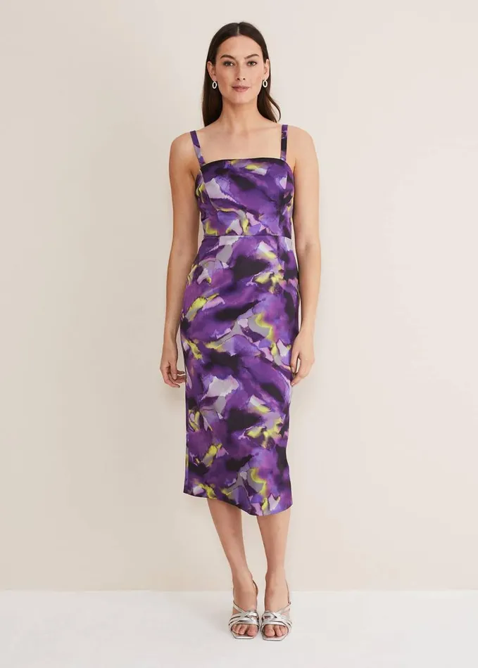 Phase Eight Adelita Abstract Print Dress Purple Multi Women Dresses