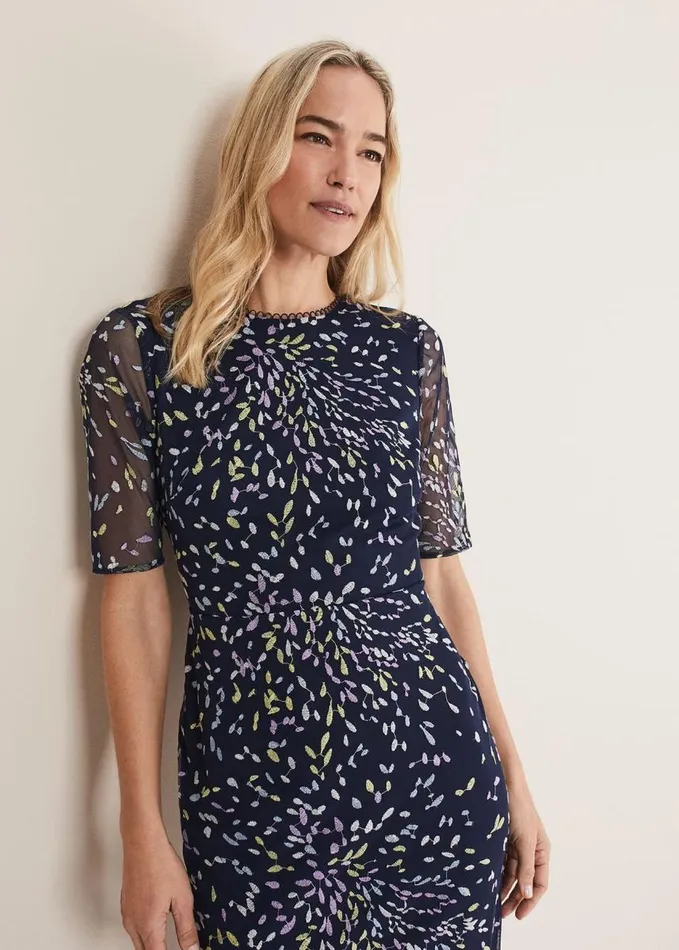 Phase Eight Aileena Embroidered Bodycon Midi Dress Navymulti Women Dresses