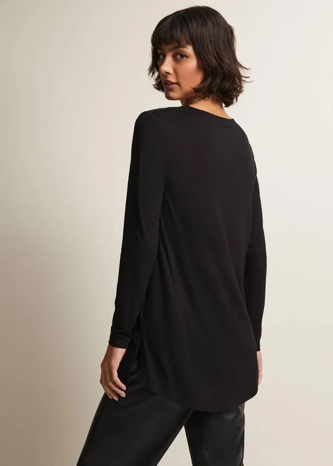 Phase Eight Alaina Longline Zip Detail Tunic Black Women Tops and TShirts
