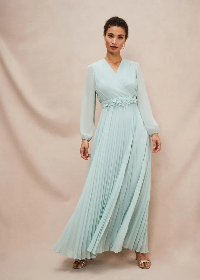 Phase Eight Alecia Pleated Maxi Dress Peppermint Women Dresses