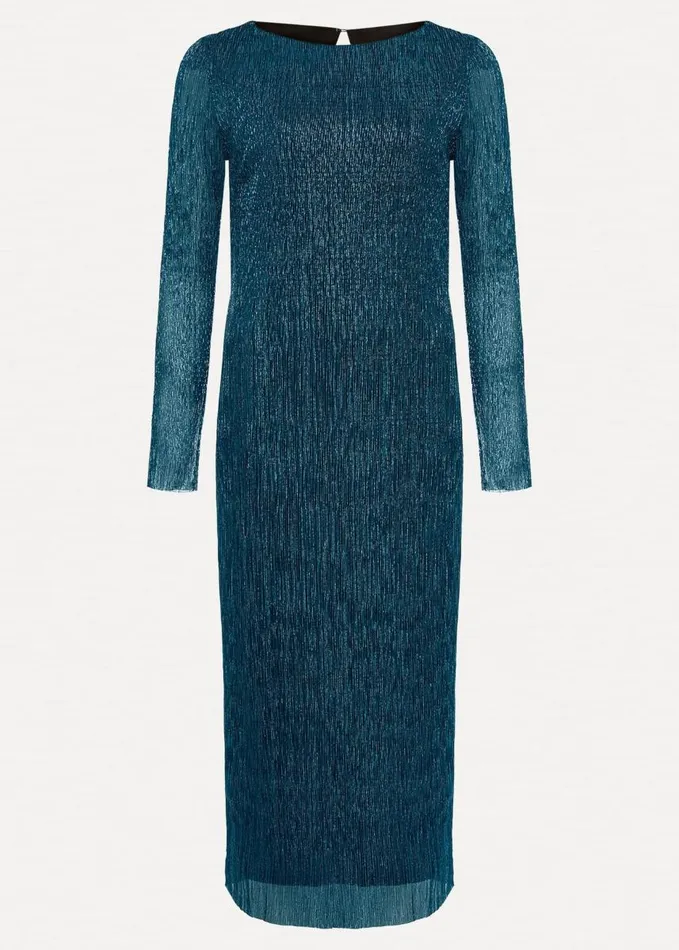 Phase Eight Alix Plisse Dress Blue Women Dresses
