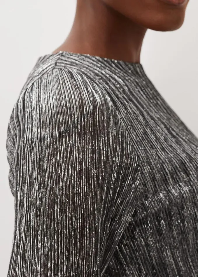 Phase Eight Alix Plisse Midi Dress Silver Women Dresses