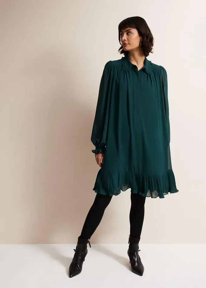 Phase Eight April Swing Mini Dress Dark Green Women Dresses