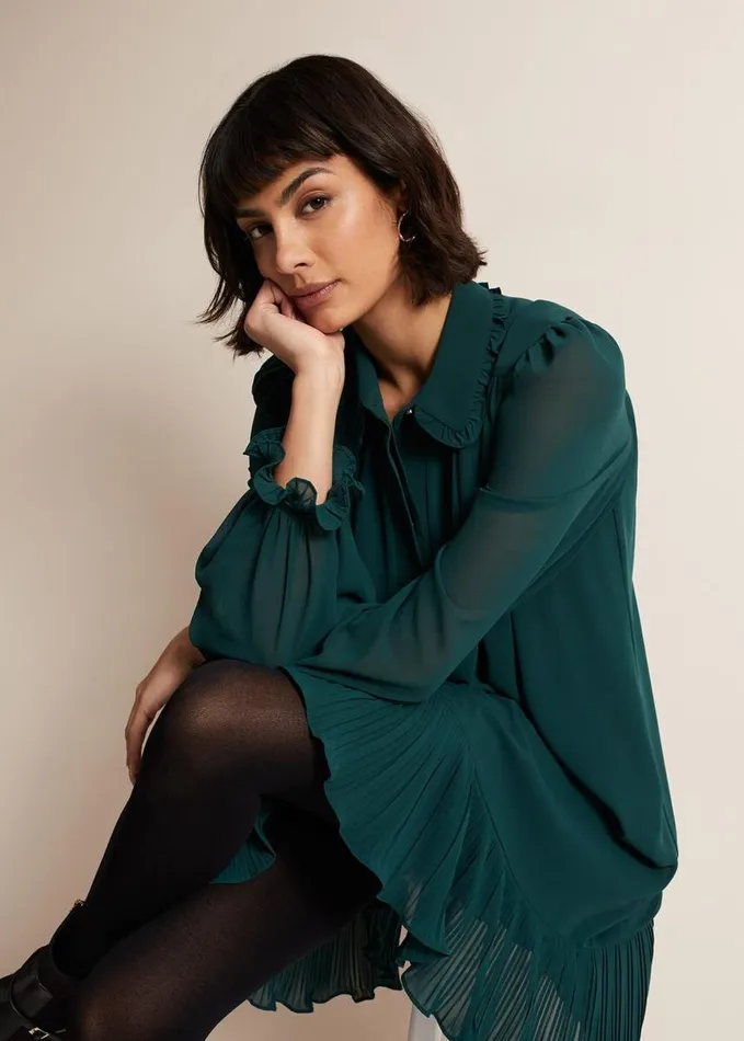 Phase Eight April Swing Mini Dress Dark Green Women Dresses