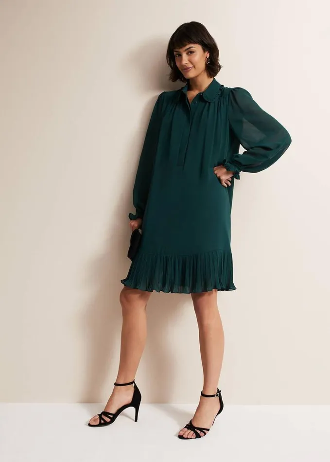 Phase Eight April Swing Mini Dress Dark Green Women Dresses