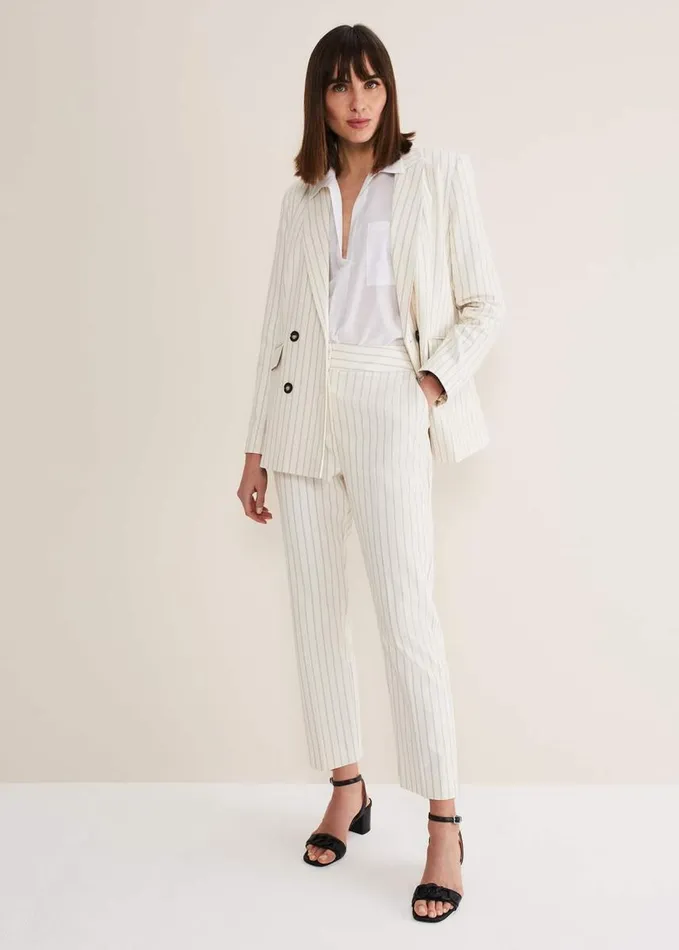 Phase Eight Ariella Pinstripe Straight Leg Trousers Blackecru Women Trousers