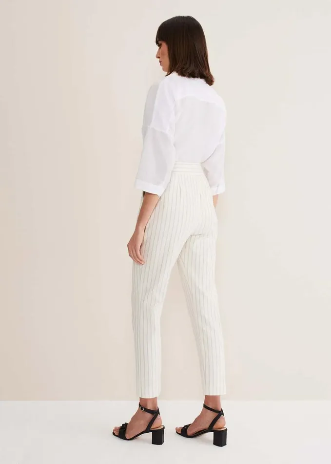 Phase Eight Ariella Pinstripe Straight Leg Trousers Blackecru Women Trousers