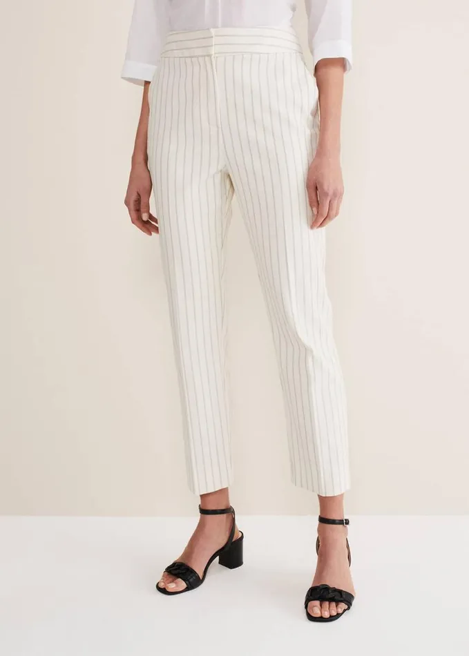 Phase Eight Ariella Pinstripe Straight Leg Trousers Blackecru Women Trousers