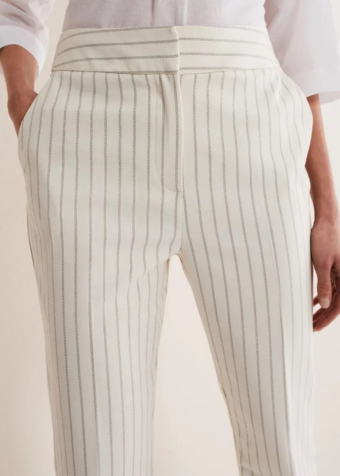 Phase Eight Ariella Pinstripe Straight Leg Trousers Blackecru Women Trousers