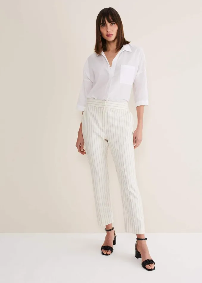 Phase Eight Ariella Pinstripe Straight Leg Trousers Blackecru Women Trousers