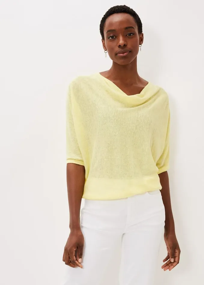 Phase Eight Ashely Cowl Tape Knit Lemon Women Knitwear