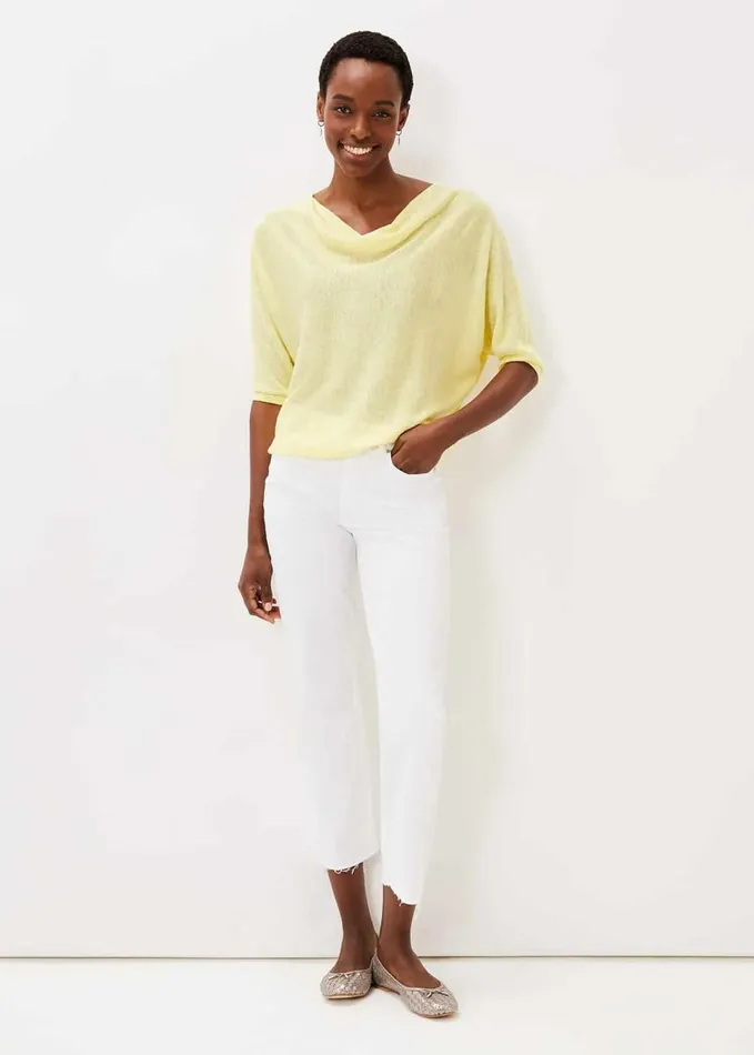 Phase Eight Ashely Cowl Tape Knit Lemon Women Knitwear