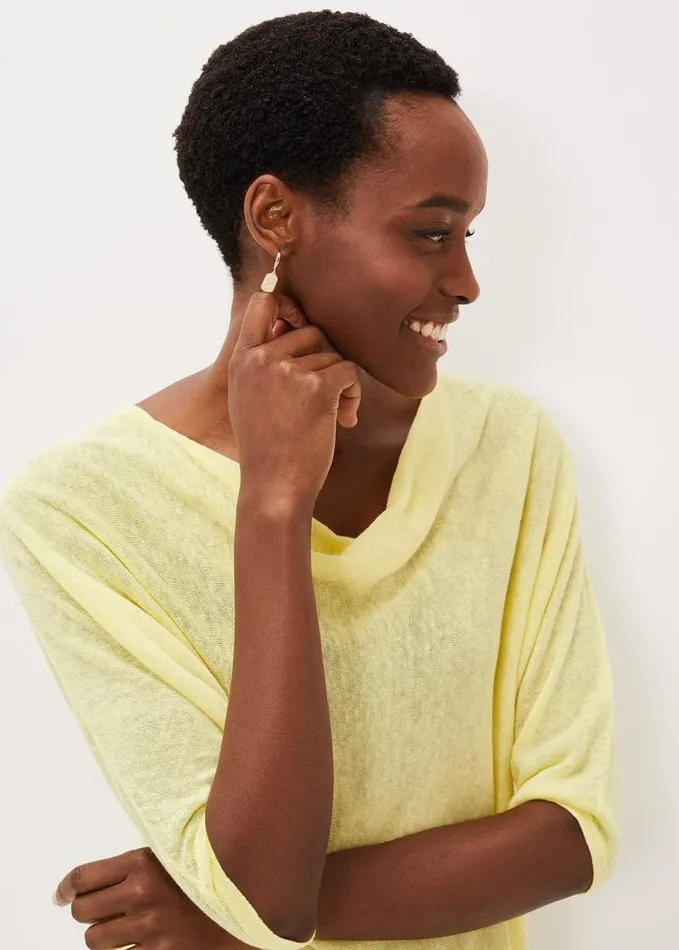 Phase Eight Ashely Cowl Tape Knit Lemon Women Knitwear