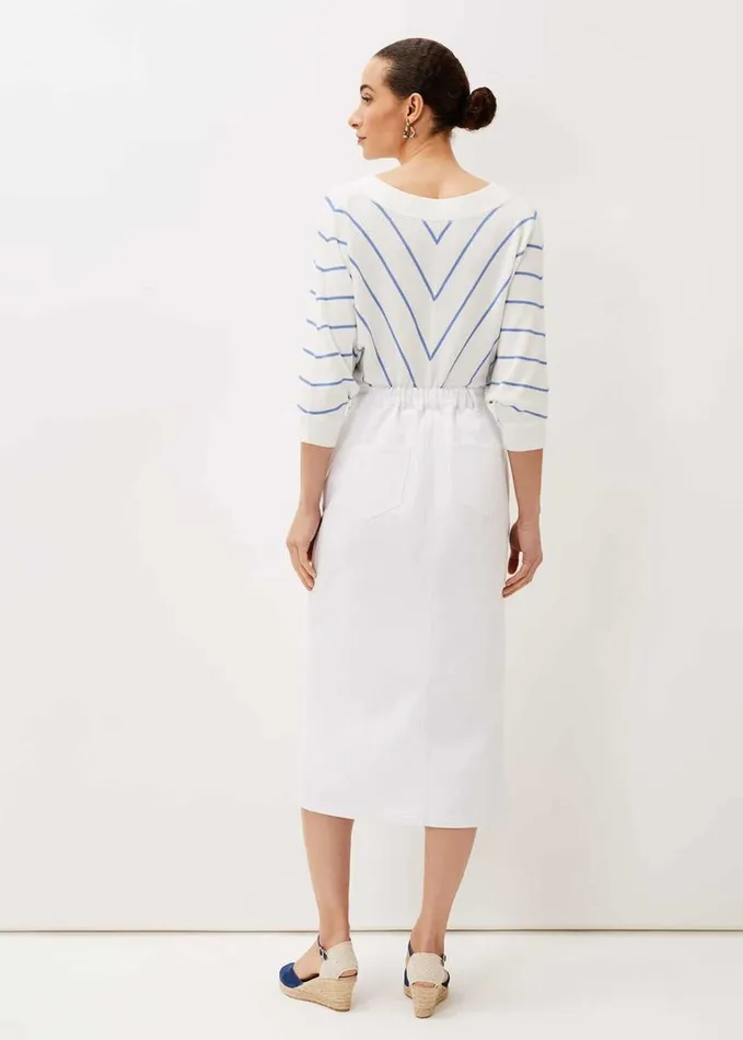Phase Eight Aubrey Denim Midi Skirt White Women Skirts