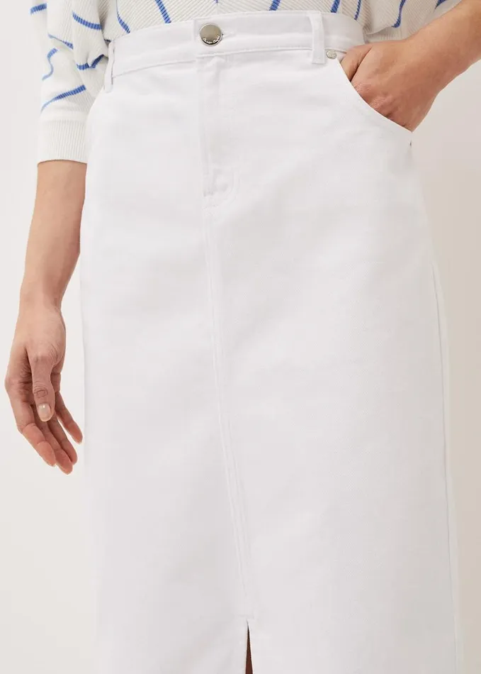 Phase Eight Aubrey Denim Midi Skirt White Women Skirts