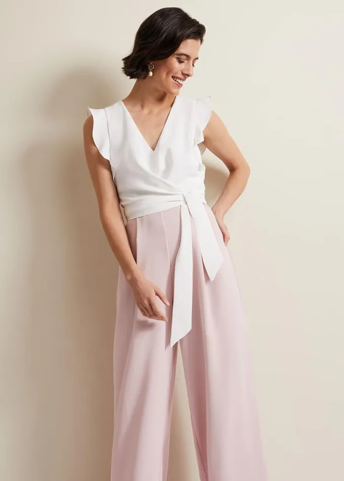 Phase Eight Ayla Ruffle Jumpsuit Pink Women Dresses