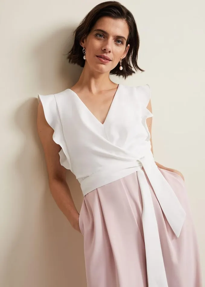 Phase Eight Ayla Ruffle Jumpsuit Pink Women Dresses