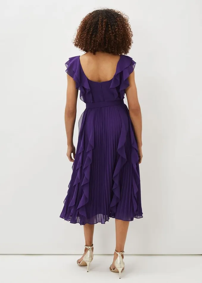 Phase Eight Bailey Pleated Dress Violet Women Dresses