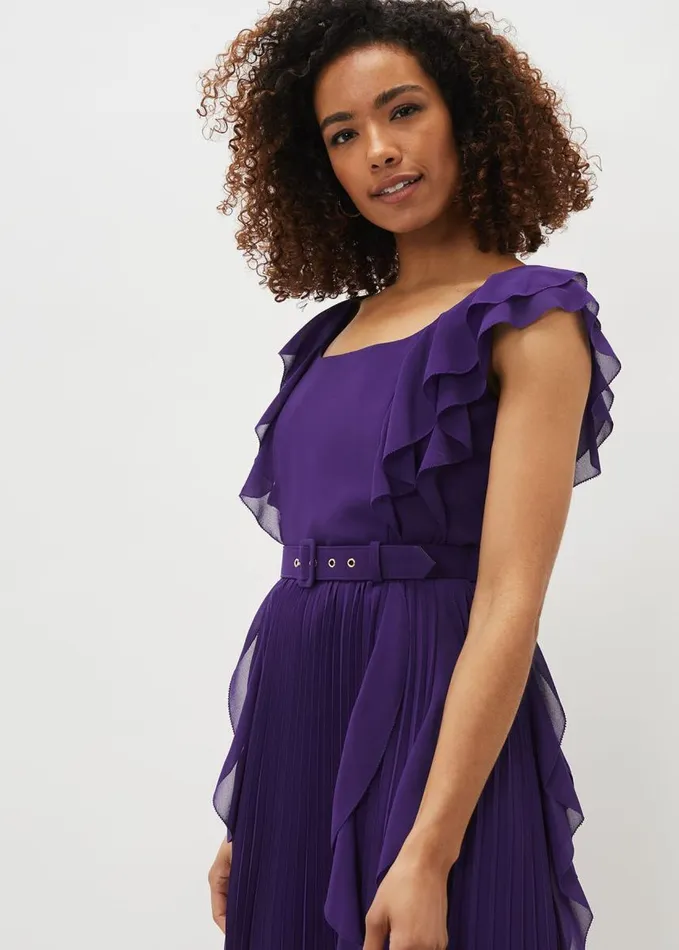 Phase Eight Bailey Pleated Dress Violet Women Dresses