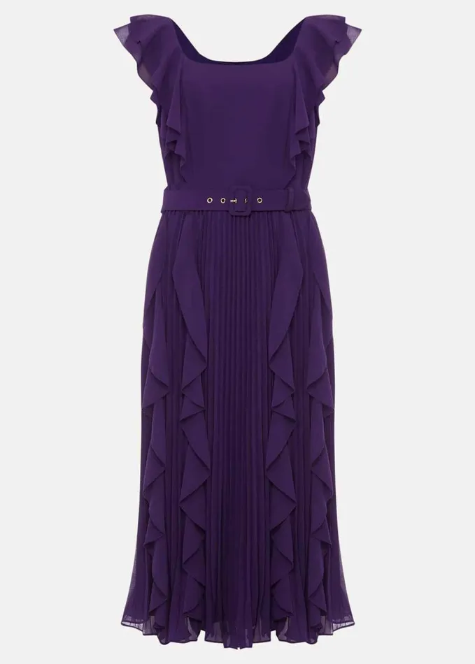 Phase Eight Bailey Pleated Dress Violet Women Dresses