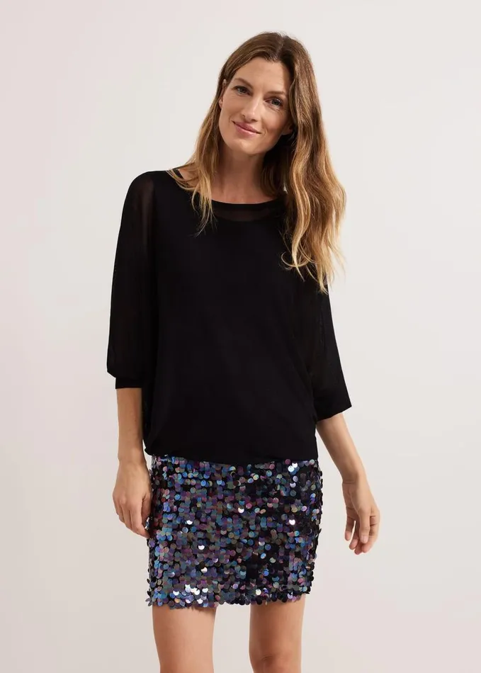 Phase Eight Becca Sequin Knit Dress Black Women Dresses
