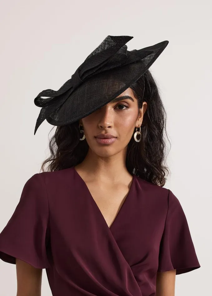 Phase Eight Black Flat Bow Midi Disc Black Women Fascinators and Hats