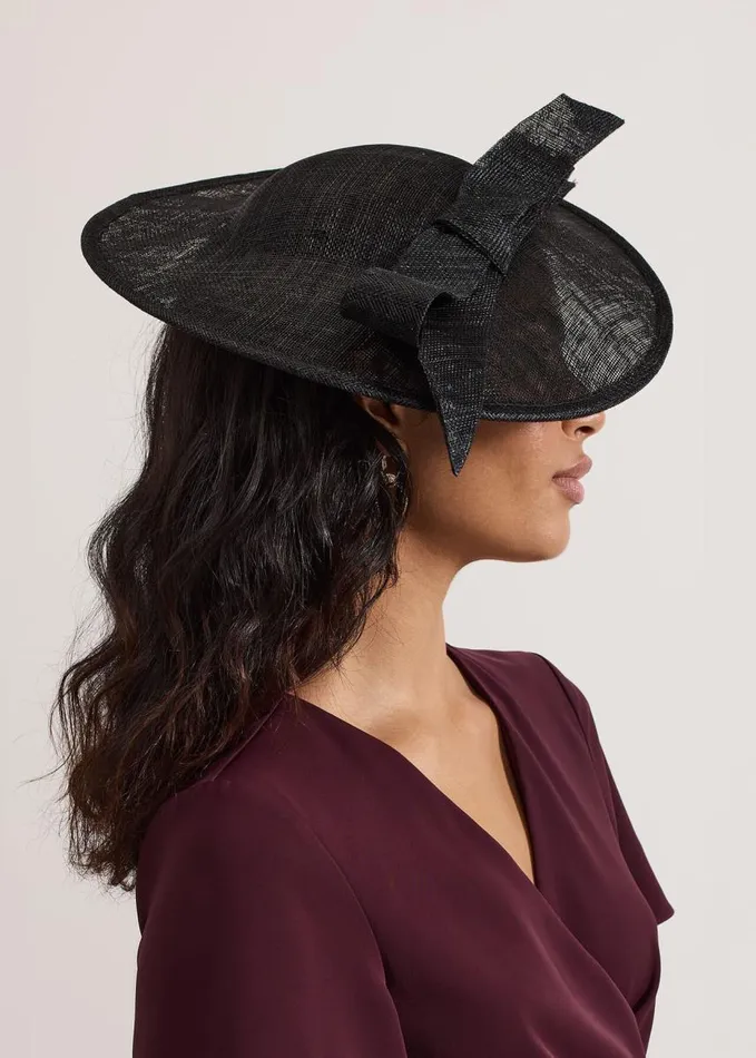 Phase Eight Black Flat Bow Midi Disc Black Women Fascinators and Hats