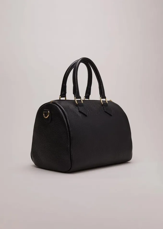 Phase Eight Black Leather Bowling Bag Black Women Bags and Clutches