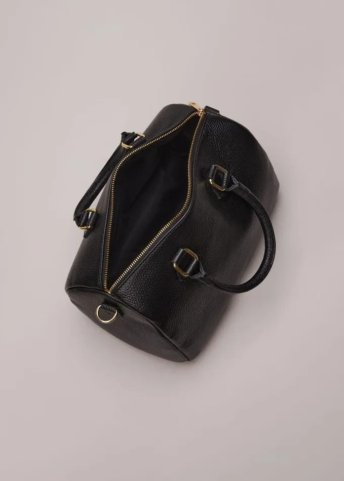 Phase Eight Black Leather Bowling Bag Black Women Bags and Clutches