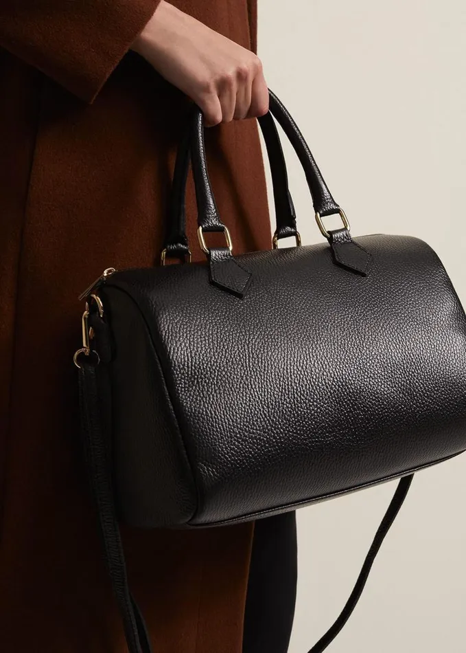 Phase Eight Black Leather Bowling Bag Black Women Bags and Clutches