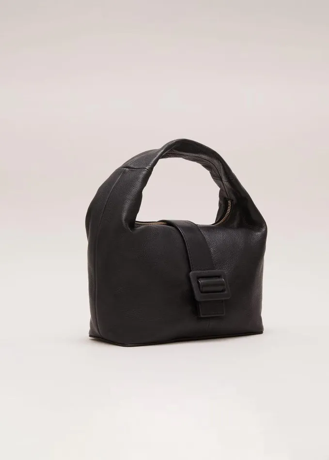 Phase Eight Black Leather Mini Buckle Tote Bag Black Women Bags and Clutches