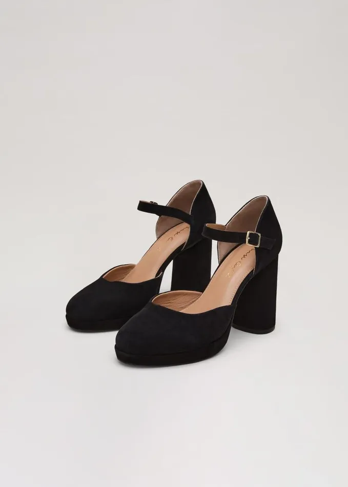 Phase Eight Black Suede Closed Toe Platform Black Women Occasion Shoes
