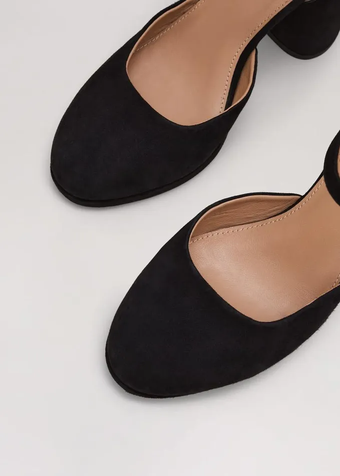 Phase Eight Black Suede Closed Toe Platform Black Women Occasion Shoes