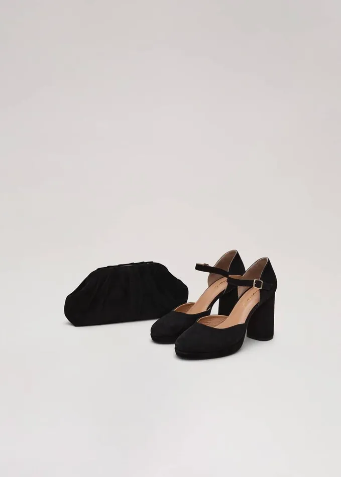 Phase Eight Black Suede Closed Toe Platform Black Women Occasion Shoes