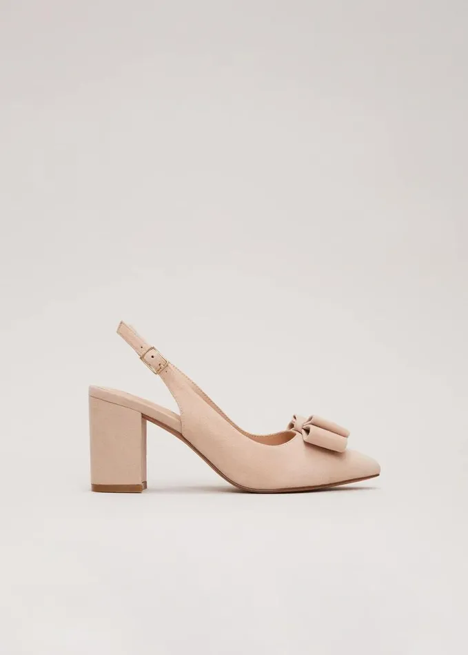 Phase Eight Bow Front Slingback Block Heel Shoes Neutral Women Occasion Shoes