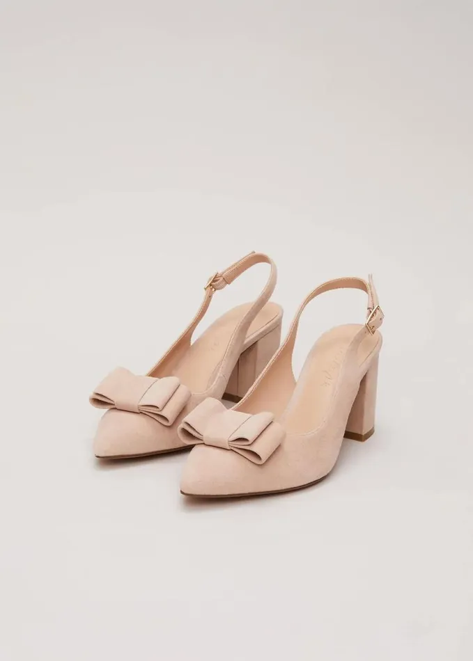Phase Eight Bow Front Slingback Block Heel Shoes Neutral Women Occasion Shoes