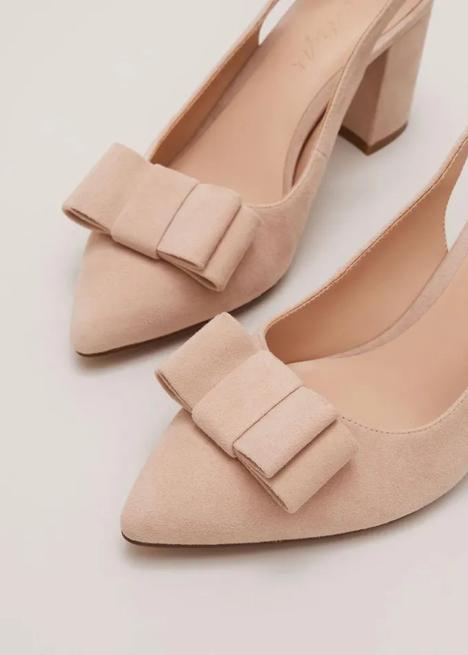 Phase Eight Bow Front Slingback Block Heel Shoes Neutral Women Occasion Shoes