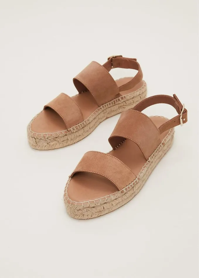Phase Eight Brown Suede Chunky Sandals Tan Women Flats