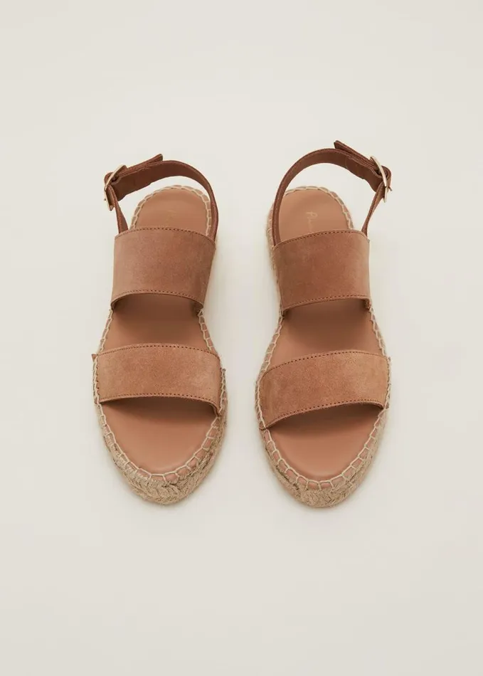 Phase Eight Brown Suede Chunky Sandals Tan Women Flats
